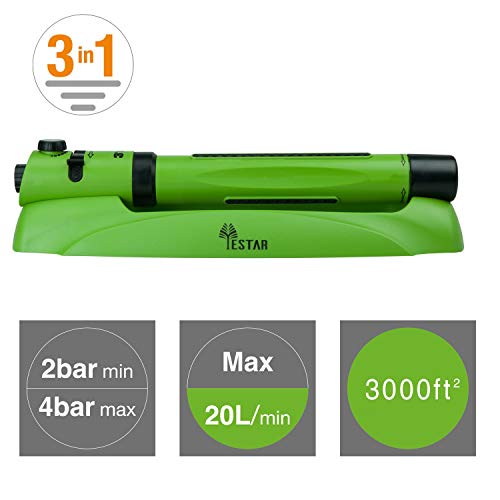 Yestar Garden Lawn Oscillating Sprinkler, Luxury 3 in 1 Yard Sprinkler System