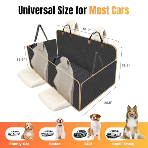 Lekespring Dog Car Seat Cover with Hard Bottom, Car Back Seat Extender for Dogs, Dog Hammock for SUV Truck, Black - Thumbnail 5