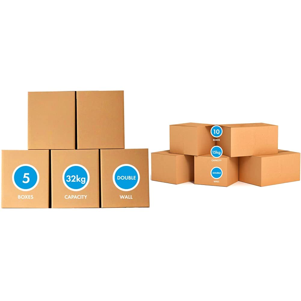 MARKQ 5 Pack Large Boxes 32 KG 45 x 45 x 70 cm + 5 Pack Small Boxes 15 KG 41 x 33 x 33 cm