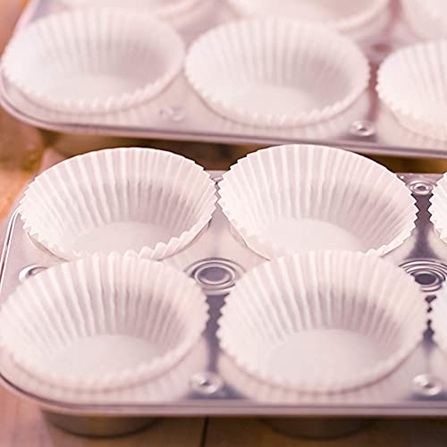 Lotfancy White Cupcake Liners, 500Pc Standard Size Baking Cups, Greaseproof Paper Muffin Liners, Food Grade Cupcake Wrappers, No Smell, Bottom 1.97 Inch Width #TOP3