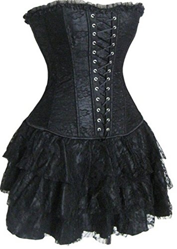 Martya Frauen Mieder Dessous Corsage Kleid Bustier Korsett Mini Rock Cover