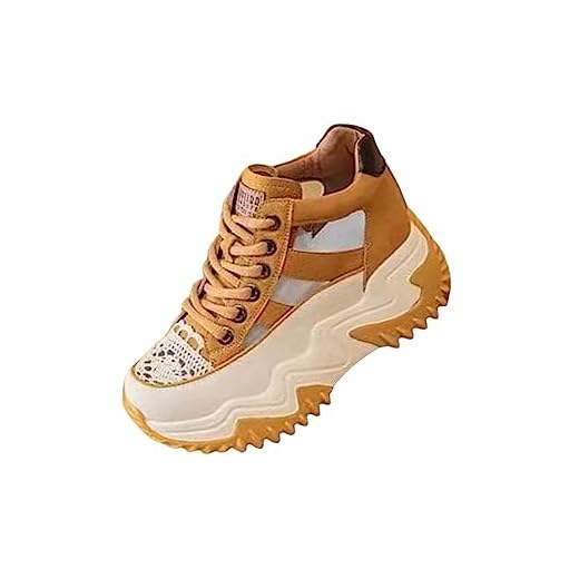 Vaveren Tênis feminino casual tênis sapatos vulcanizados antiderrapante respirável sapatos esportivos sapatos de para corrida atlética, AMARELO, 36