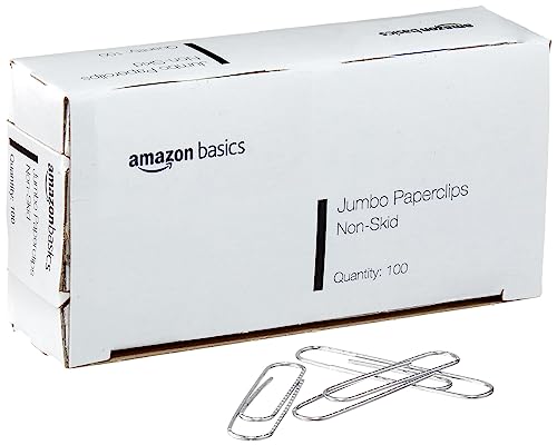 image for Amazon Basics Jumbo Size Office Paper Clips, Non Skid, 1000 Count (10 
