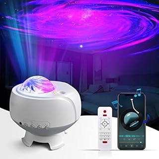 KLAS REMO Galaxy Projector,Star Light,New Remote Music Timer Control with Bluetooth Speaker LED Lamp for Bedroom Party Decor Room Kids Adults Gifts White