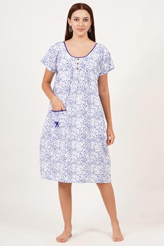 Image of Breezly Woman's Long Short Calf Length Pure Cotton Nighty