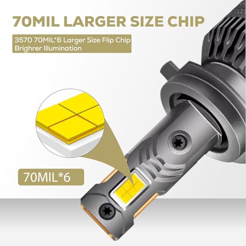 Image of klyro LED Headlight Bulb for Car 200W 20000LM 4300K Warm White Light | Plug & Play Waterproof LED Headlamp | High Visibility Night Driving Light | Pack of 2 HIR (9012)