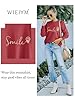 WIEIYM Women's Sweatshirts Smile Sweatshirt Cotton Graphic Crewneck Sweatshirt Funny Long Sleeve Tops Basic Pullover for Spring Autumn Winter Red #3