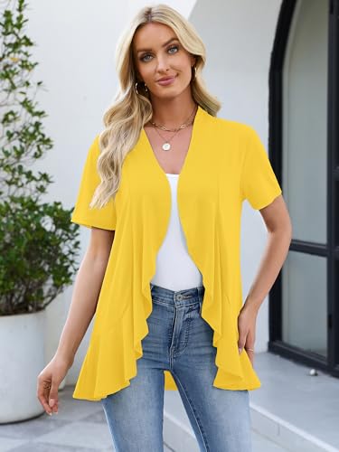 Image of Heymoments Women's Lightweight Open Front Knit Cardigans Short Sleeve Casual Soft Drape Summer Cardigan S-2XL