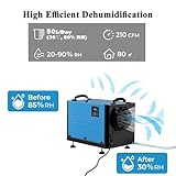 HOMFME 50L/Day Commercial Dehumidifier, Compressor Dehumidifier with 24H Timer, Auto Defrost, Sleep Mode, Memory Restart, Drain Hose, Industrial Building Air Dryer for Home Basement Warehouse (Blue) - Image 2