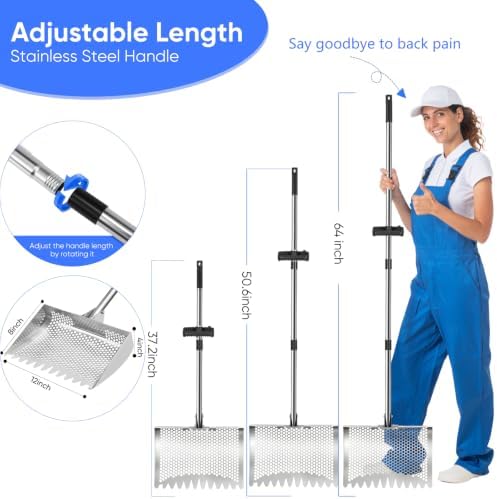 Bloksin 12inch Chicken Poop Scooper & Rake 2-in-1 with Adjustable Handle - 2