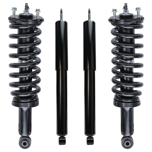 Image of Detroit Axle - 4WD Struts Shocks for 2000-2006 Toyota Tundra Complete 2 Front Struts with Coil Spring 2 Rear Shock Absorbers 2001 2002 2003 2004 2005 Replacement Ready Strut Assembly