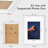 wyewye A3 Picture Frame, Frame for A3 Print, A3 Frame with Plexiglass and Mount, Picture Frames for Only Wall Mount, Solid Wood, White, Pack of 1 - Image 3