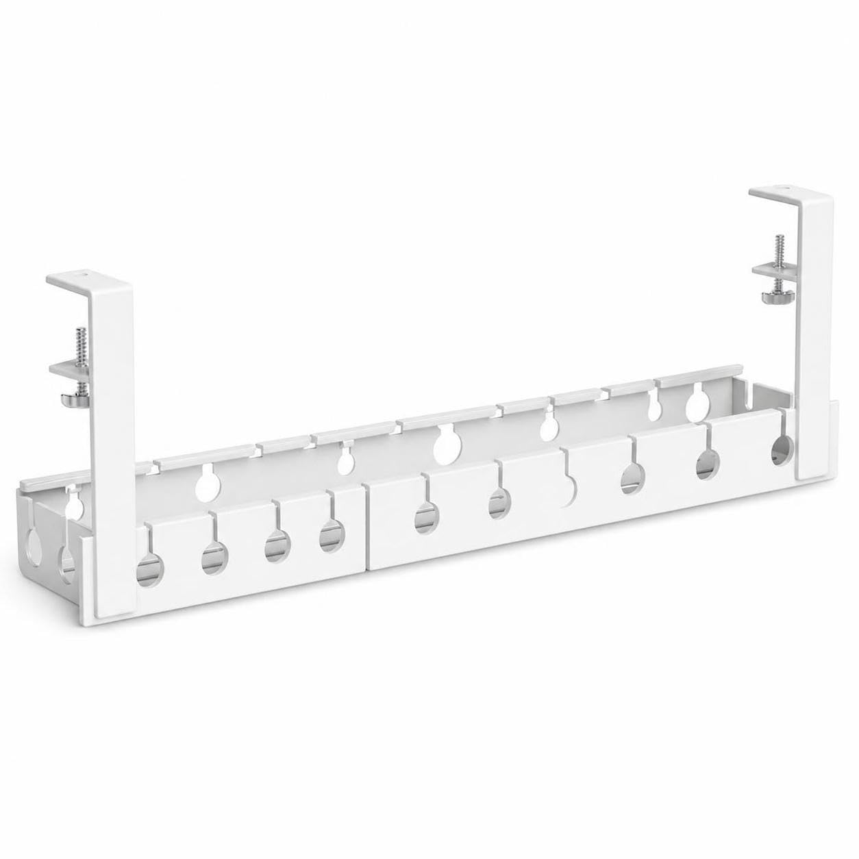 Contenitore Cavi Sotto Scrivania con Morsetto, Gestione Cavi Elettrici in Metallo per Ufficio, Capacità 20kg, per Elettronica, Bianco, Estensibile