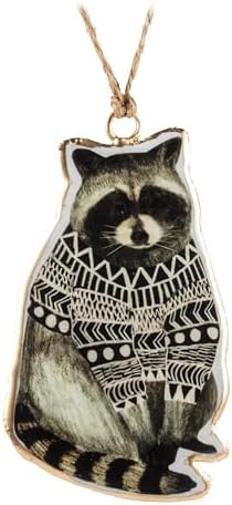 Abbott Collection Raccoon in Sweater Double-Sided Ornament - Metal, Grey/White (4 inches H) image 2