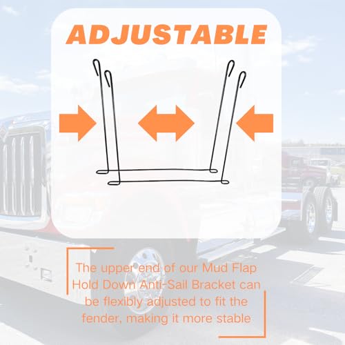 Image of Set of 2 Stainless Steel 24 inch x 21 inch Straight Mudflap Hold Down Mud Flap Anti-Sail Bracket
