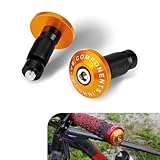 Downhill 2 PCS Motorcycle 7/8' Handle Bar End Weights, Aluminum Alloy Handlebar Grips Cap, Shockproof Slider Handlebar Grips End Plugs, Universal for ATV, Street Bike, Dirt Bike, Scooters (Orange)