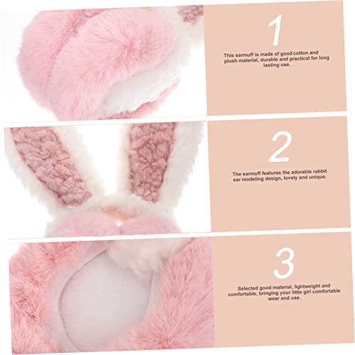 VANZACK Bunny Ears Ear Warmers for Girls Cute Earmuffs for Winter and Autumn Pink4