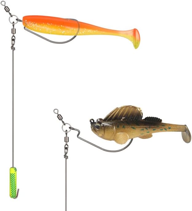 Pack of 5 Fishing Rig Drop Shot Rigs #4/0 Hook ungsten Weight Walleye