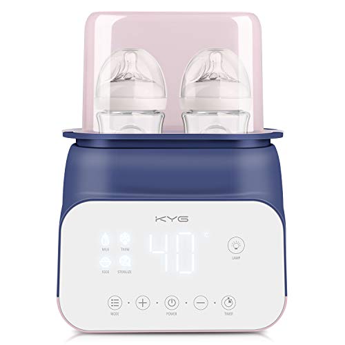 KYG Calienta Biberones Dual, Rpido Calienta/Descongela Leche Materna y Alimentos para Bebs, con Modo Constante, Esterilizar de Vapor, Sencillo de Usar en la Noche