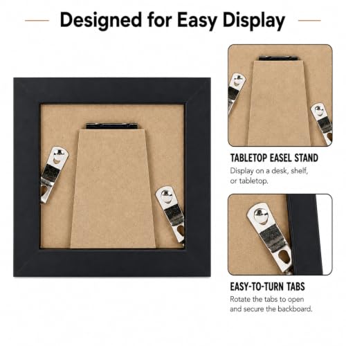 Image of JCJMY 3x3 Picture Frame Black for Tabletop, 3 x 3 Square Photo Frame with Shatter Resistant Plexiglass, Sturdy 3 by 3 Poster Frame, Black