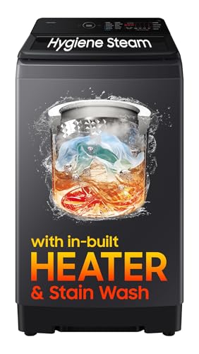 Image of Samsung 8 Kg, 5 Star, Hygiene Steam, Ecobubble, Quick Wash, Soft Closing Door, Digital Inverter, Fully-Automatic Top Load Washing Machine (WA40F08H2CTL, In-Built Heater, Stainwash, Deep Charcoal)