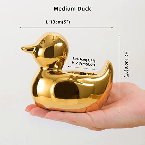 Gold Candle Holders Small Animal Statues Home Decor Modern Style Gold Decorative Ornaments For Living Room, Bedroom, Office Desktop, Cabinets,Shelf,Ceramic Duck #TOP1