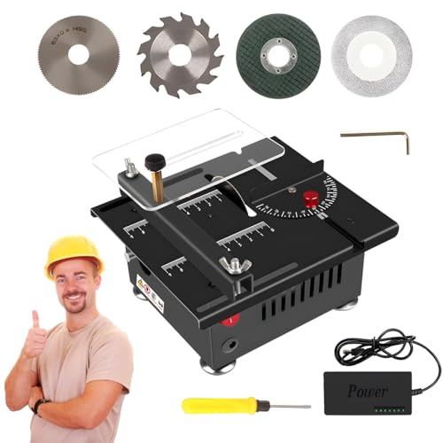 Mini Table Saw, Portable Electric Saw with 7 Speed Adjustable, 16MM Cutting Depth for Woodworking, DIY Hobby and Crafts