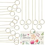 Rimoev 40 Pcs Floral Card Holder Picks, 12 Inch Round Picture Holders, Photo Holder Pick Stick, Gold Floral Place Card Holder, Floral Picks Clips, Photo Picture Holder for Weddin