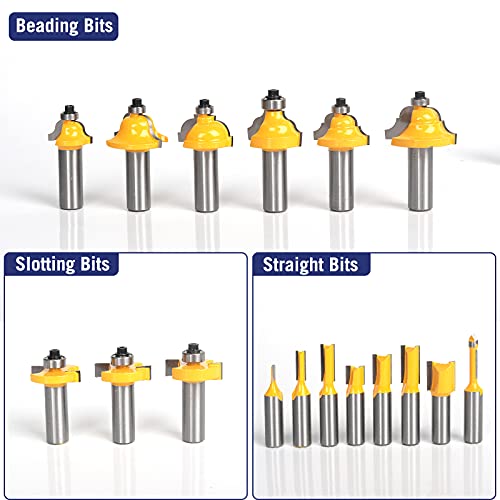 image for MNA Router Bits 35 Pcs Set, 35 Pieces 1/2 Inch Shank Router Bit Kit. A