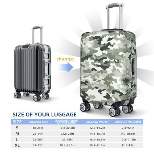 Travel Luggage Cover White camouflage Suitcase Protector Elastic Washable Stretch Suitcase Protector Anti-Scratch Travel Suitcase Cover Fit 18-32 Inch Luggage2