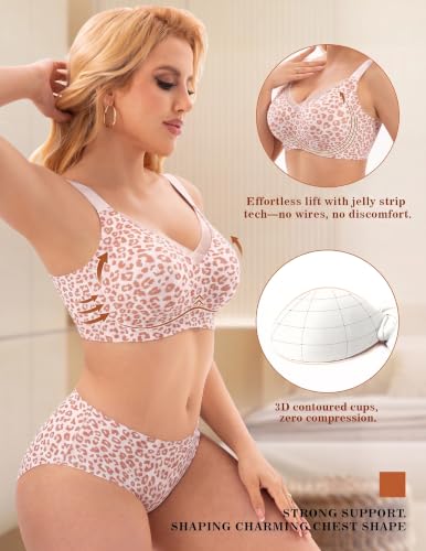 Image of PoseFree Seamless Jelly Bra Wireless Supportive V Mesh Bra for Older Women | Full Coverage,Everyday,Buttery Soft Invisible Under Tshirt Bralettes,No Underwire,Back Smoothing,Plus Size,All-Age Comfort