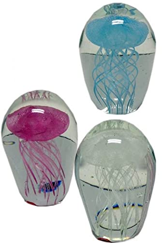 Chesapeake Bay 3 Assorted Glow In The Dark 3"H Jellyfish Glass Bubble Paperweight 68542 #TOP15
