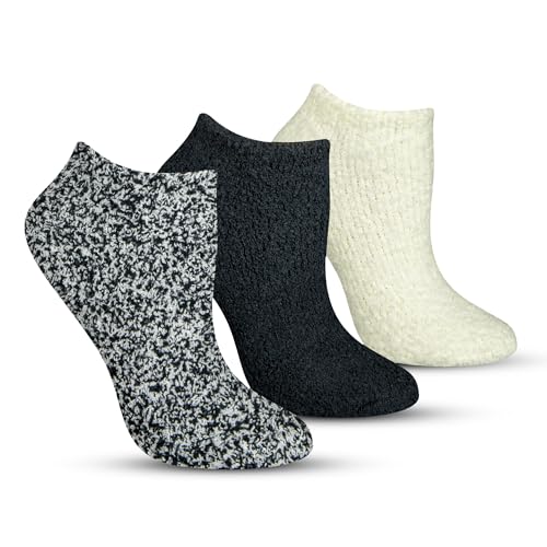 3 Pairs Low Cut Socks for Women Cozy Fuzzy Ankle Slipper Winter Socks