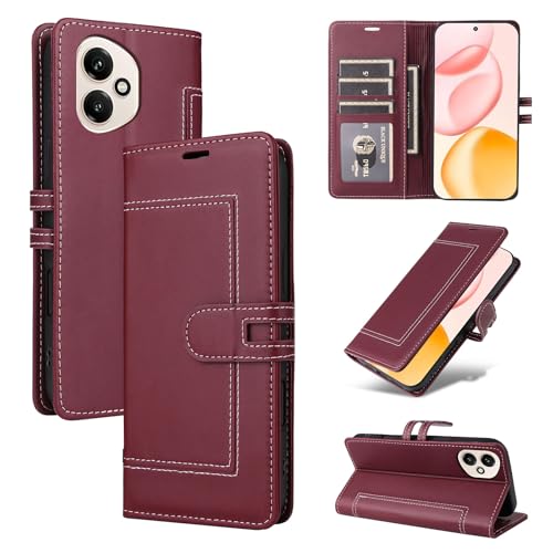 �v���~�A��PU���U�[�J�o�[ �Ή��@�� for Honor 400 5G �J�[�h���[�|�P�b�g �����|�P�b�g �}�O�l�b�g���J�� �X�^���h�@�\ Red