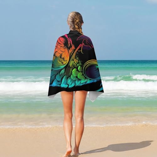 Serviette de plage légère perroquet coloré grand format microfibre douce - 5