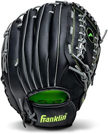 Franklin Sports unisex adult 12" - Trapeze Web Franklin Sports Baseball and Softball Glove Fieldmaster Midnight Youth Baseball Gloves I, Black, 12.0 US