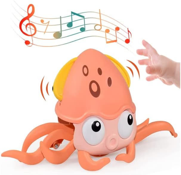 AUTOYSUR Catch me, 4-in-1 Crawling Octopus Baby Shower Toy - Musical Toy for Babies and Kids, Early Educational Infant Toy with LED Light, Automatically Avoid Obstacles (T2-Pink)