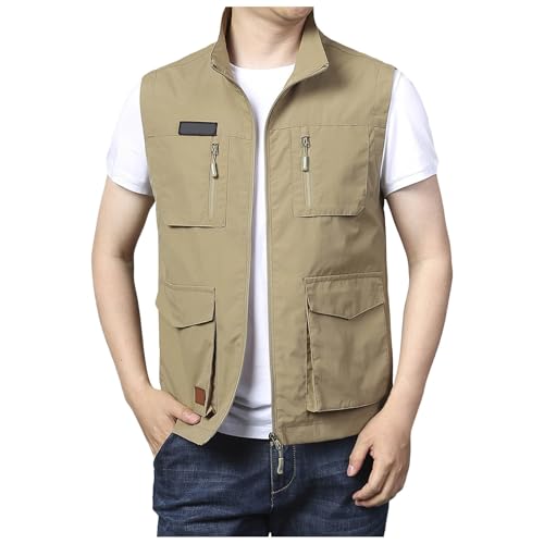 Gilet sans manches robuste à look décontracté avec six poches Velcro pour homme