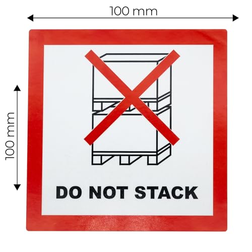 MD Labels Warnetiketten auf Rolle 100x100mm 500 Stück Do not stack! Paketaufkleber für Sendungen -Versandetiketten– internationaler Versand