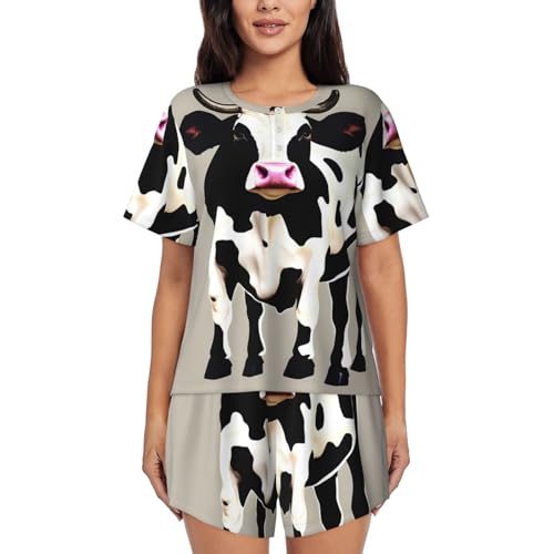 Pyjama imprimé vache ensemble deux pièces court anti-transpiration femme