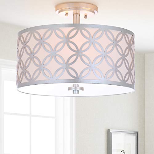 Safavieh Collection Cecily Leaf Trellis 3 15" Flush Mount Light, 0, Silver