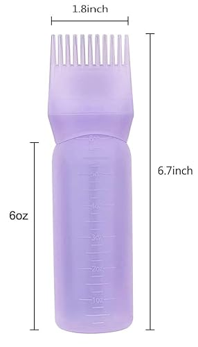 Root Comb Applicator Bottle 6 Ounce Applicator Bottle For Hair Dye 3 Pack Hair Oil Applicator With Graduated Scale(Pink, Purple, White) #TOP1