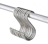 Soqool 12 Pack Heavy Duty Hooks for Hanging S Hook for Shower/Closet Rod Shower Curtain Hook Rings,