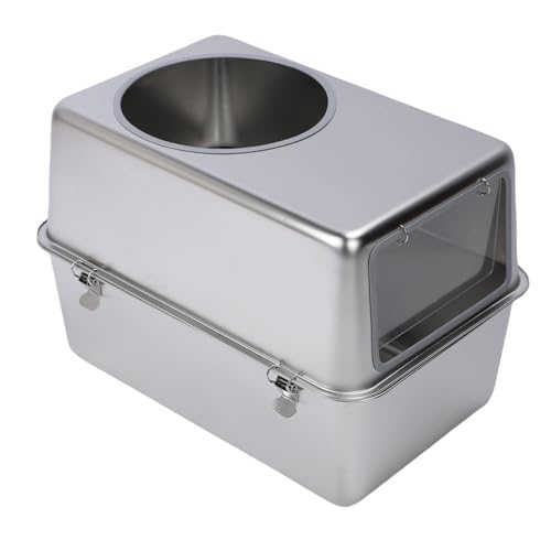 Arenero Cerrado de Acero Inoxidable para Gatos con Tapa miniatura 3