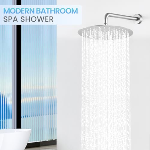 KINLIV 12 inch Brushed Nickel Round Rain Shower Head - All Metal Stainless Steel Full Body Rainfall Shower with 120 Silicone Nozzles Modern Bathroom by KINLIV - Used condition - Image 2
