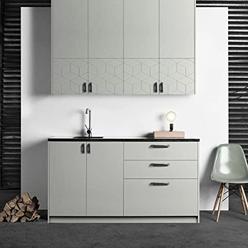Goo-Ki 6 Pack 5-Inch Hole Center Arch Brushed Dark Steel Cabinet Handles Modern Simplicity Matte Black Drawer Pulls Zinc Alloy Contemporary Kitchen Hardware Designers Collection #TOP3