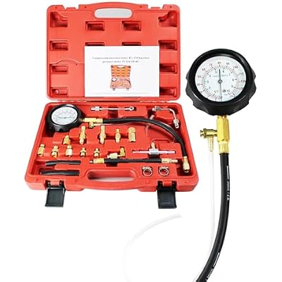 HFS (R Fuel Injection Pump Pressure Tester Gauge Kit, Car Gasoline Gas Fuel Oil Injector Test Manometer Tool Set 0-140PSI, Universal for Auto Truck SUV Motorcycle ATV RV