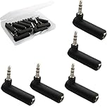 RUNCCI-YUN 10Pcs 3.5mm Angle Male to Female Audio Adapter, 90 Degree Right Angle Gold-Plated TRS Stereo Jack Plug AUX Connector Compatible with Headset, Tablets, MP3 Players, Game Controller, Speakers