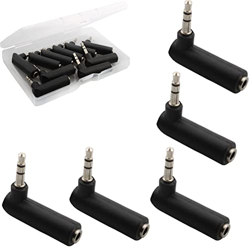 RUNCCI-YUN 10Pcs 3.5mm Angle Male to Female Audio Adapter
