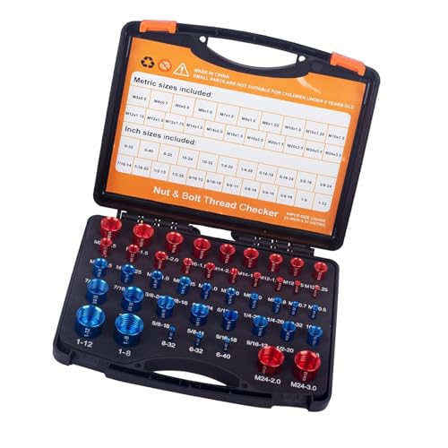 Culnflun Thread Checker 44Pcs, 23Pcs Standard SAE and 21Pcs Metric Sizes, Removable with Storage Case, For Measuring Thread Pitch in Narrow or Confined Spaces